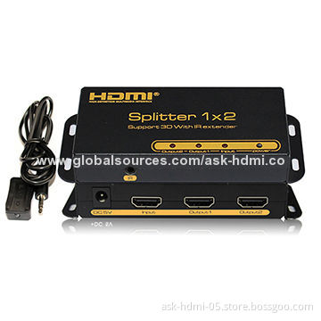HDMI Splitter 1 x 2 with IR Extender/IR Injector, Supports 3D